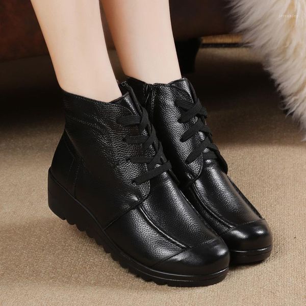 

fashion autum flat boots genuine leather ankle shoes vintage casual shoes brand design retro handmade women boot 6981, Black