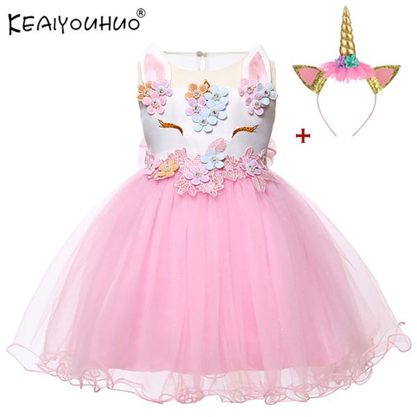 

baby girls unicorn dress for baby girl clothes costume kids wedding princess dresses first birthday infant girl party dress t200624, Red;yellow