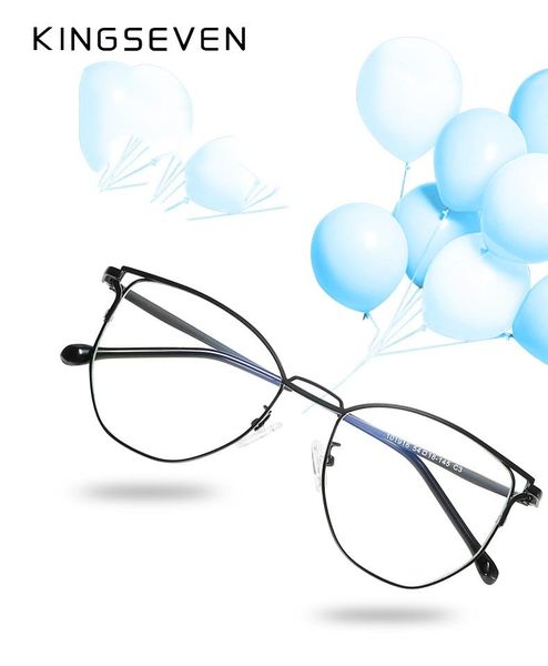 

sunglasses kingseven fashion transparent eye glasses women vintage metal nearsighted optical anti-blue light, White;black