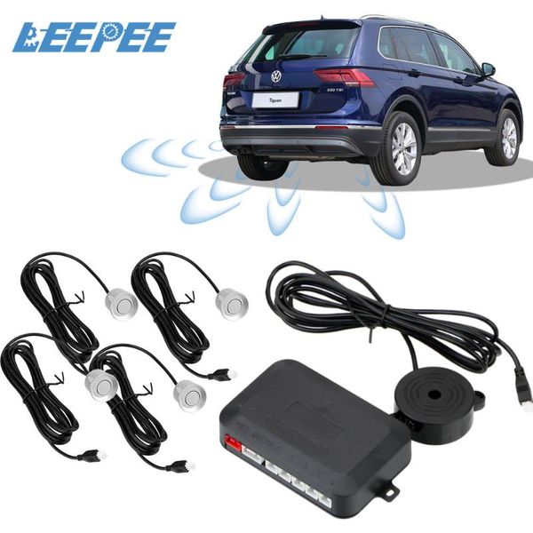 

car distance detection system car parking sensor kit reverse backup radar sound alert indicator universal 4 sensors buzzer 12v