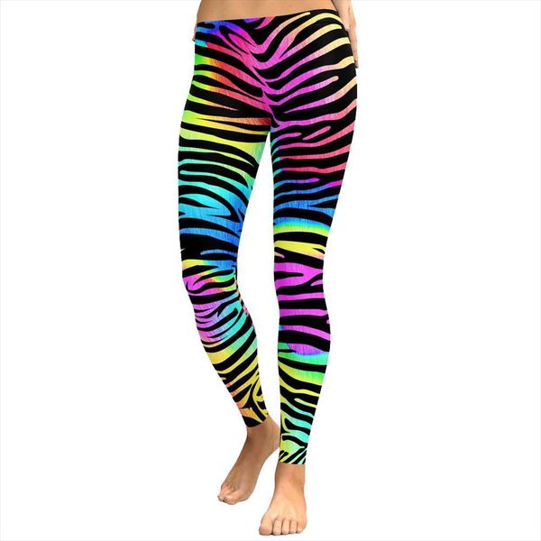 

leggings women multicolor zebra stripes high waist fitness leggings workout running gym stretch sports pants sweatpants trouser, Black
