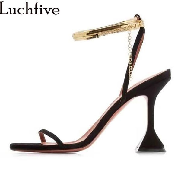

sandals one strap gladiatus women square toe strange goblet high heel 2021 summer party shoes mujer, Black