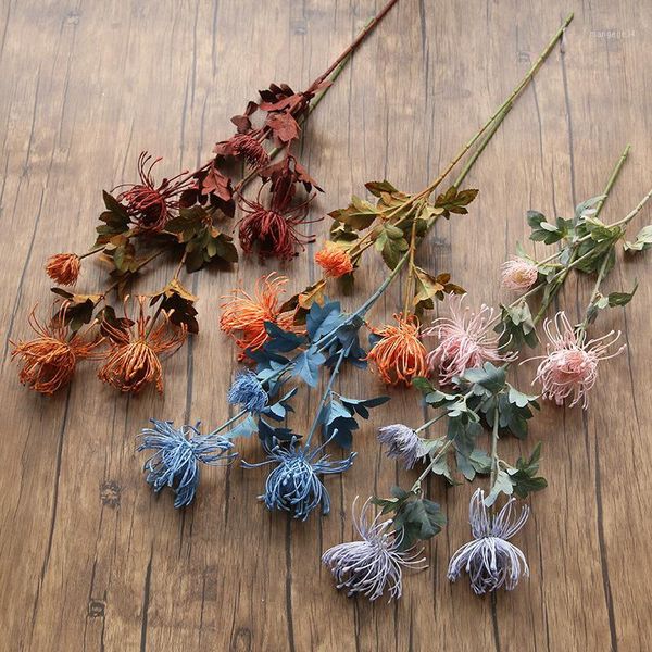 

artificial pincushion flower branch plastic flower diy home party wedding decor1