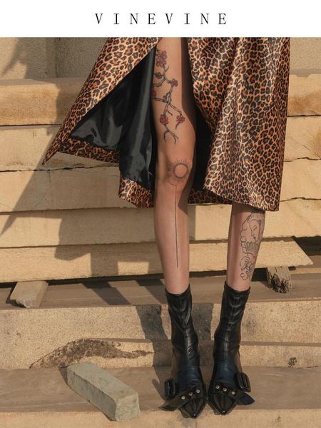 

boots 2021 retro spring and autumn black single trendy thick high heel chain pointed toe knee-length women's