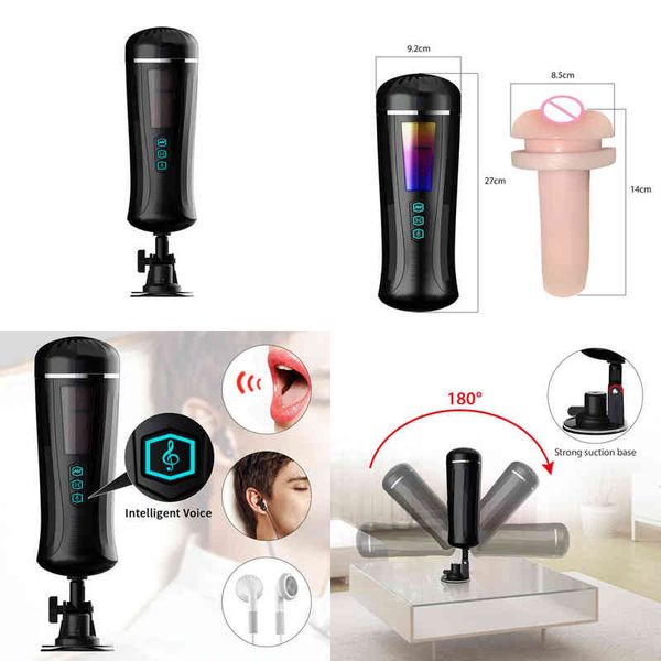 Nxy Automatic Aircraft Cup Hands Free Telescopic Pussy Flesh Massaggiatore vibrante Vagina artificiale Giocattoli per adulti Voce reale 0216