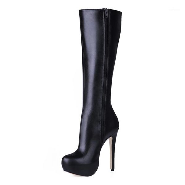 

party stiletto high heel platform women knee-high boots rodilla botas mujer tacon alto de aguja langschaft moda yj3463bt-b11, Black