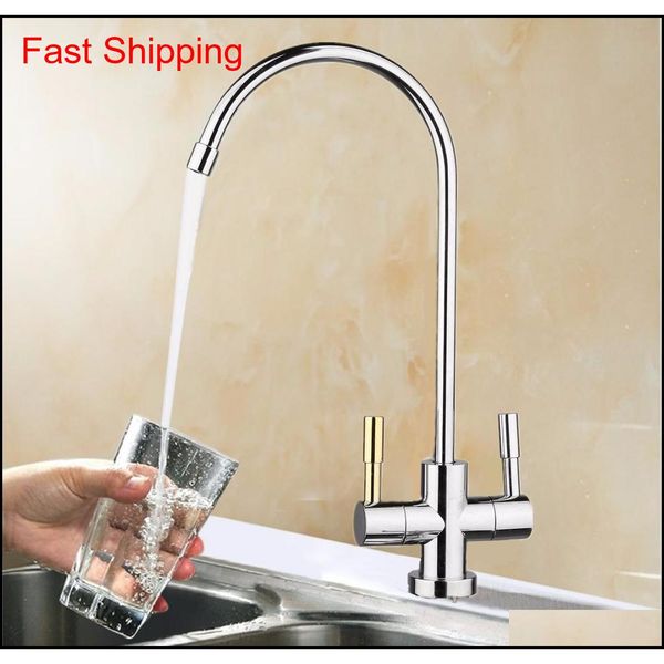 

1 4'' drinking ro water filter faucet stainless steel finish reverse osmosis sink kitchen double holes water intake f9bri