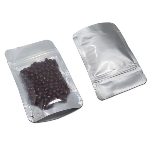 

50pcs self seal clear front silver back pure aluminum foil zip lock package bag plastic mylar zipper retails snack packing pouch h bbyefa