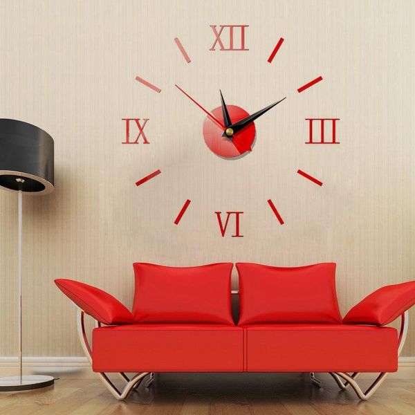 

wall clock quartz 3d diy big decorative kitchen clocks acrylic mirror stickers oversize wall clock home letter home decor