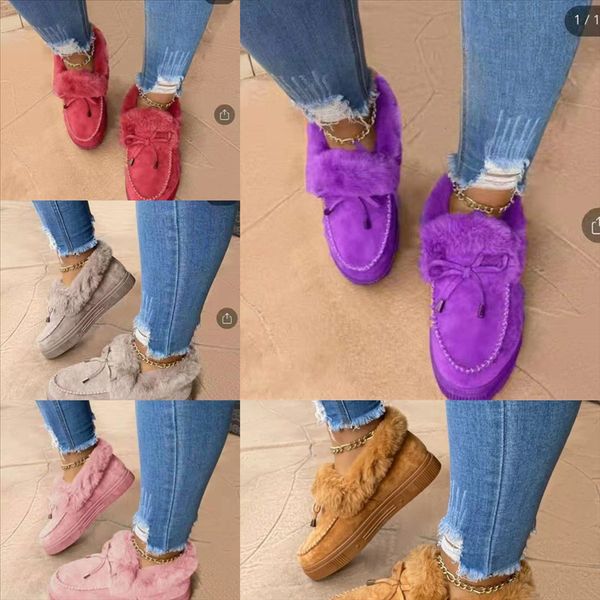

eg3di winter solid slippers anti-slip plus snow bootsh lined breathable cotton shoes indoor cotton yarn women home warm plus velvet simple, Black