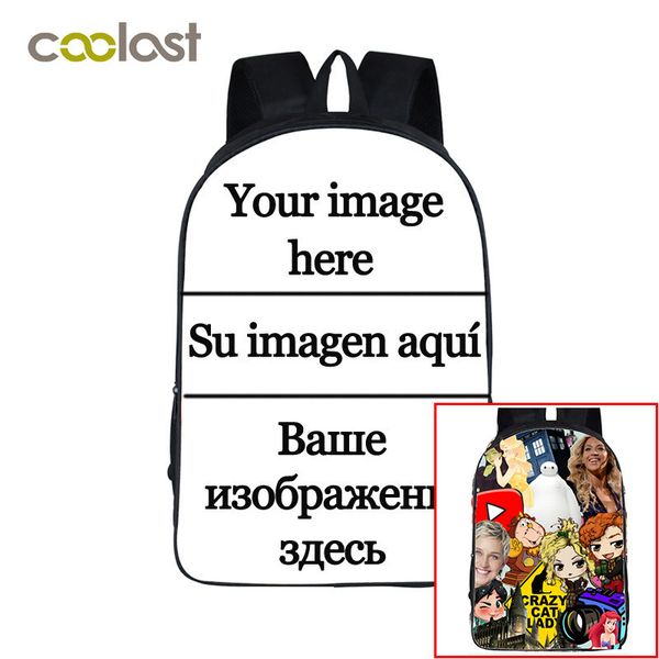 

customize the image backpack women men travel bags compass children school bags boys girls book bag kids gift backpacks c1019