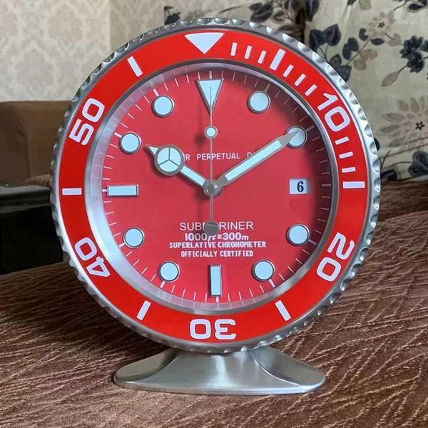 

creative luxury table clock metal silent wall clock living room luminous desk clocks wall home decor bedroom with logo gift1