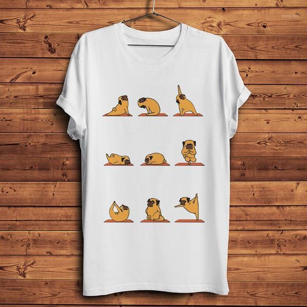 

pug dog yoga funny t-shirt men summer new white casual short sleeve tshirt homme hipster streetwear t-shirt unisex1, White;black
