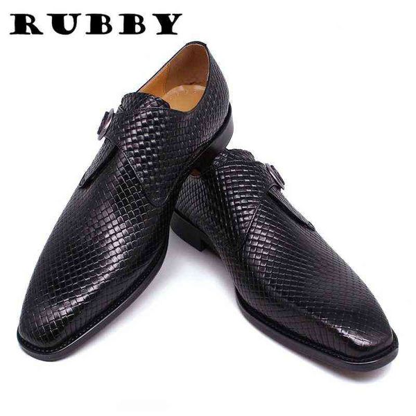 

dress shoes luxury men loafers classic genuine leather green black monk strap wedding office suit rb004 220223