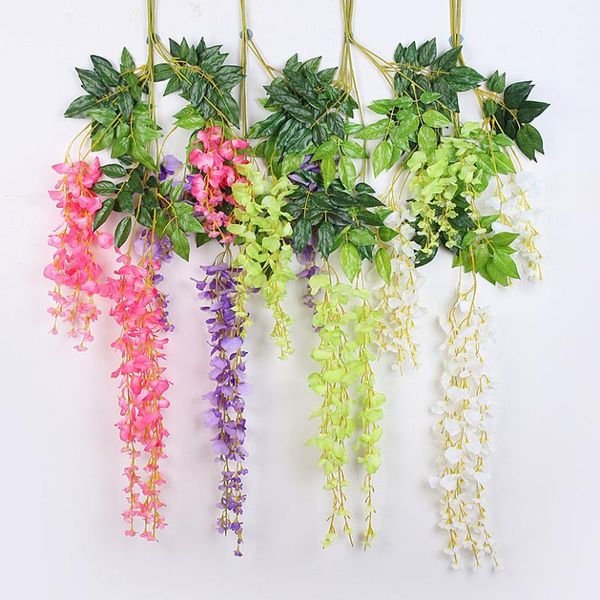 

12 pcs/lot long 110 cm artificial wisteria flowers wedding decoration flower artificial wisteria silk flower white purpl