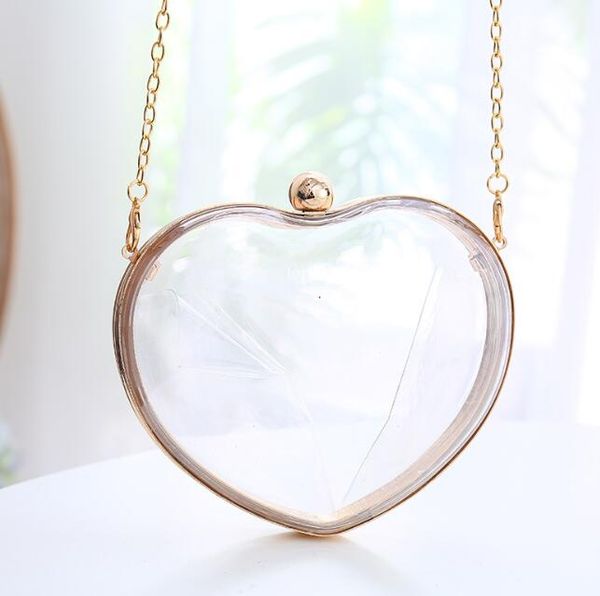

evening bag women pvc heart shaped transparent hasp shoulder bag 2colors size 15*8.5*14 cm
