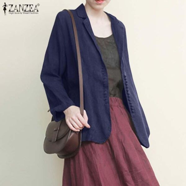 

zanzea women outwear 2020 female lapel coat jackets casual long sleeve overwear spring solid cardigan oversized 5xl retro coats1, Black;brown