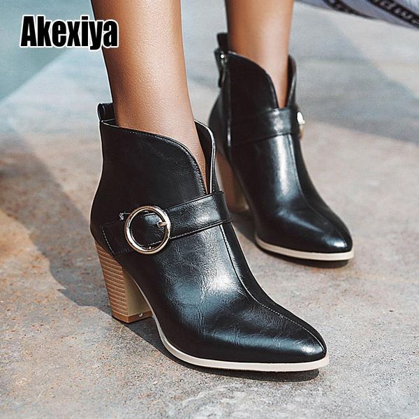 

fashion women ankle boots leather heels zipper short booties round toe shoes cowboy boots for women bota feminina w112, Black