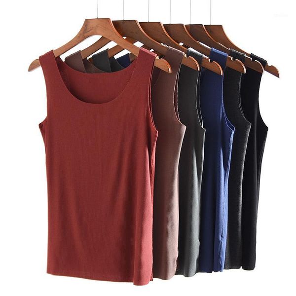 

women's tanks & camis fashion summer solid seamless women tank soft modal vest sleeveless female plus size1, White