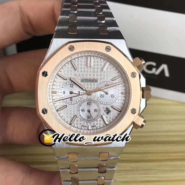 

3a new 41mm 26331 white texture dial automatic mens watch two tone rose golld bracelet no chronogrpah sport watches hello_watch 28 color, Slivery;brown