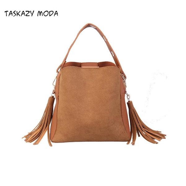 

2020 fashion scrub women bucket bag vintage tassel messenger bag retro shoulder simple crossbody tote new