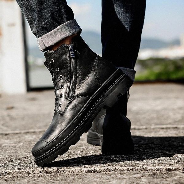 

men ankle boots autumn winter male shoes fashion casual plush warm snow boots brand luxury business oxford shoes men's #v61d