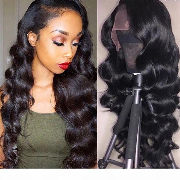 

brazilian loose wave 13x6 13x4 lace front human hair wigs remy hair wig with baby hair around 150% density natural color, Black;brown