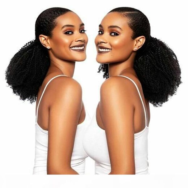 

120g afro kinky curly ponytail hairpiece wraps drawstring low sleek clip in ponytail hair extension afro ponytail for black women