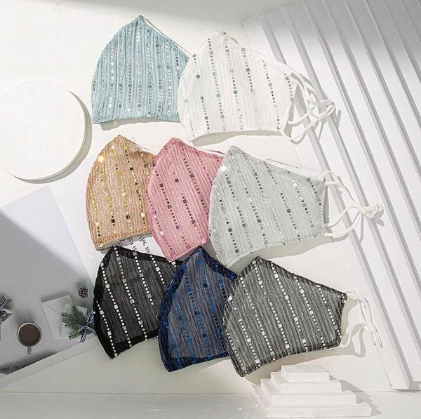 

thin sequin face 8 cotton colors masks for women cloth breathable anti-dust suncreen washable reusable mask gd431