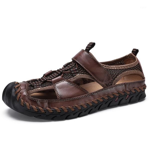 

2020 summer men's sandals fashion men casual shoes design beach men shoes genuine leather sandals man big size 38-481, Black