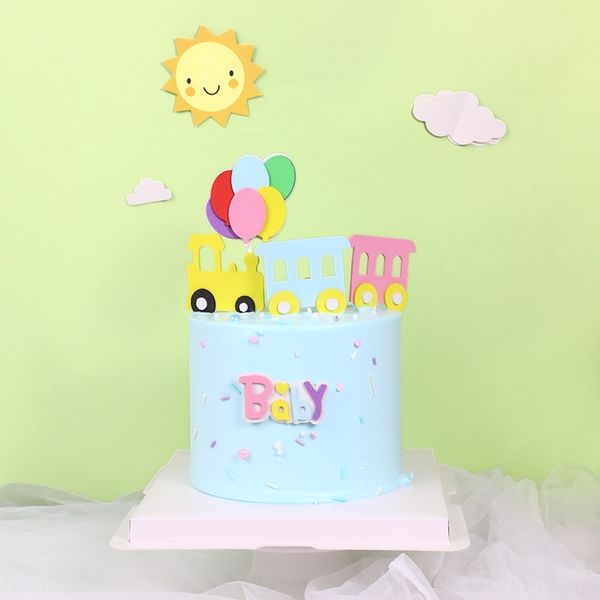 

0gatr copyright train cake cake sponge eva small decoration color balloon plug-in baby balloon plug-in y1xra