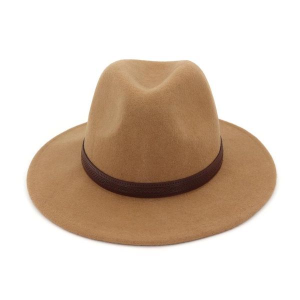 

wide brim hats wool hat felted women winter round belt band khaki black casual outdoor luxury fedora men, Blue;gray