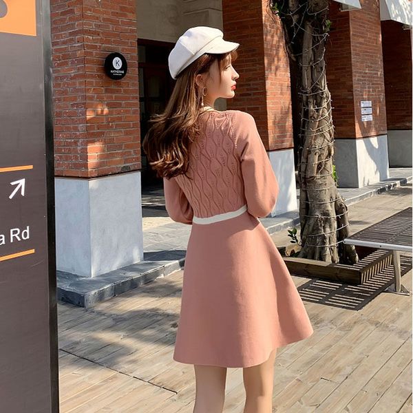 

new spring 2021 button knitted mesh party elegant with low-necked v couture high a line dressed y251 odja, Black;gray