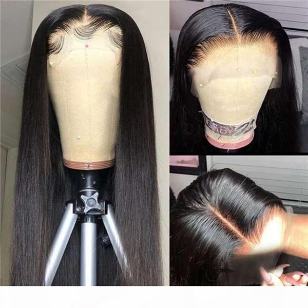 

wholesale 13x4x1 lace front wig t part lace front wig brazilian straight human hair wigs for black women non-remy, Black;brown