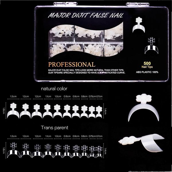 

500pcs/box nail tips half cover fake false french nail art artificial acrylic gel uv manicure set diy clear/natural/pure white, Red;gold