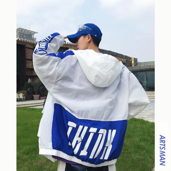 

m-2xl men coat oversize hoodies patchwork panelled sunscreen summer plus size causal hip hop 2019 thin streetwear1, Black;brown