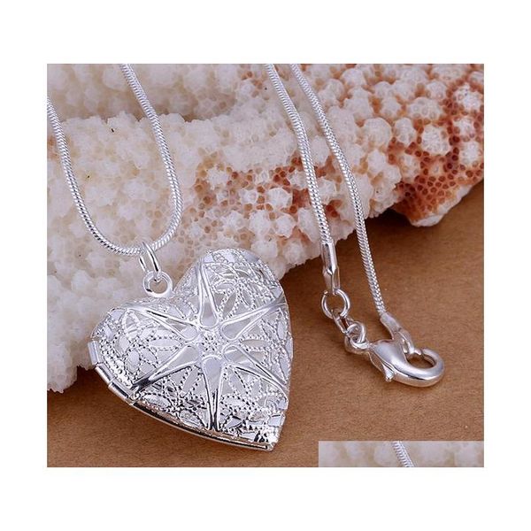 

heart p lockets pendants necklace 20'' chains 925 sterling silver p185 for holidays gift cm8dq