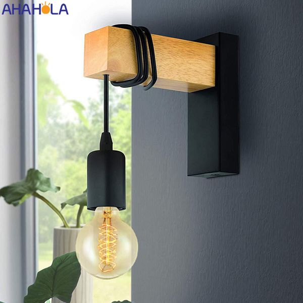 

iron wood nordic black e27 wall light fixture lampara pared stairs led light lamps for home lampara de pared 1022
