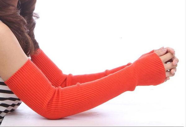 

длина шерсти длина вязаные варежки толстые локтевые теплые зимние перчатки женские длинные пальчики без пальцы без пальцев без пальцев без п, Black