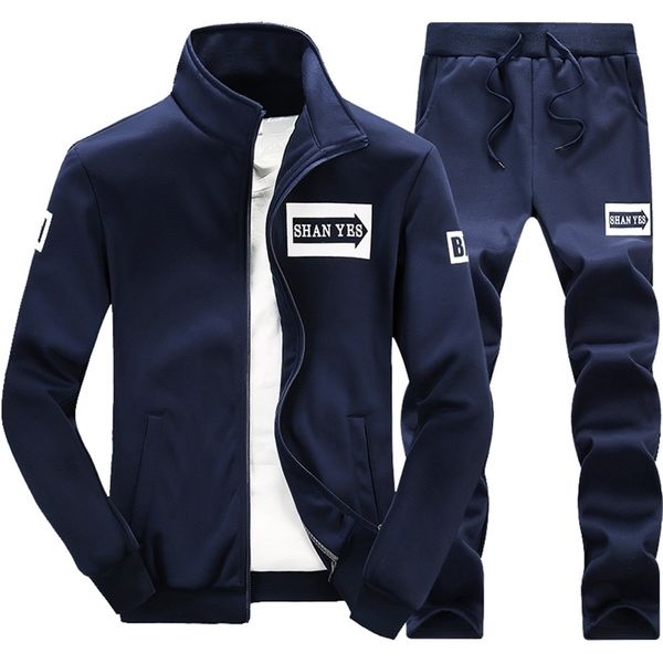 

men autumn winter tracksuit coat men sport + pants zipper sportswear set running sports suit run jackets pants plus size s24 201207, Gray