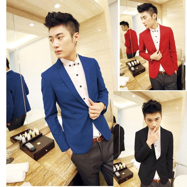 

new arrival single button leisure blazers men male fashion slim fit casual suit red navy blue blazer dress clothing m-3xl1, White;black