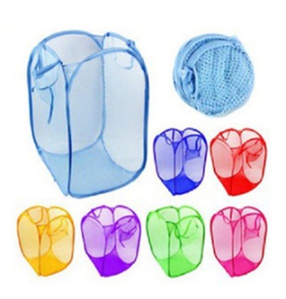 

foldable laundry storage basket colorful border white net polychromatic dirty clothes litter household baskets durable 2 55kq f2