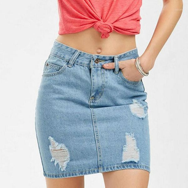 

2019 women summer slim high waist ripped skirt fashion ladies faded denim jean bodycon short mini pencil skirt1, Black