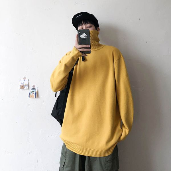 

2021 new autumn new men's turtleneck fashion women pullovers solid color sweater 14 colors male clothing 2c1t, White;black