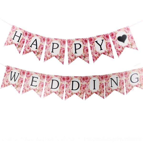 

derhm happy wedding letter pull flag fish tail decorative wedding party pull banner flag flower q031 0ehup
