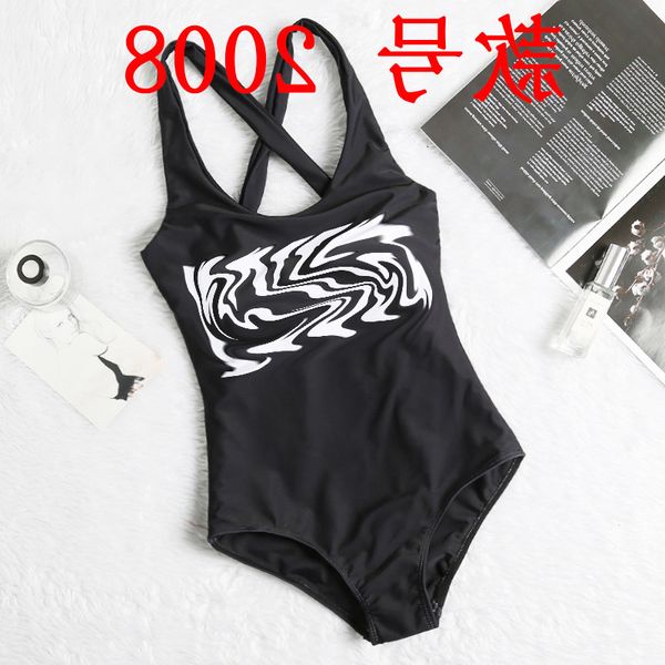 

new women's thin, belly covered open back one-piece spring letter swimsuit
