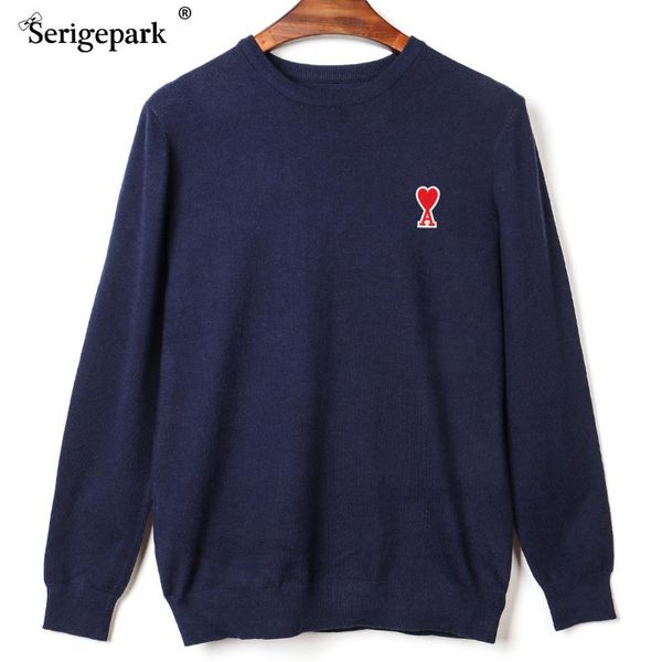 

men's new red heart love pullover solide design man knitted material sweater winter classical pattern park eden, White;black