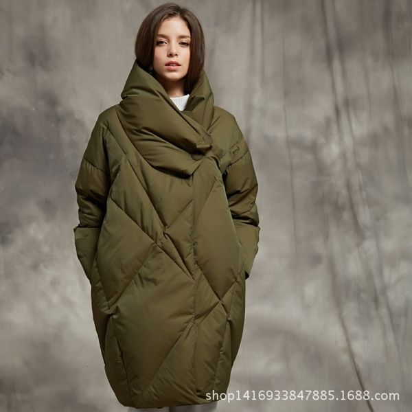 

2020 winter new down jacket cocoon white velvet medium and long thickened women's coat woman parkas, Black