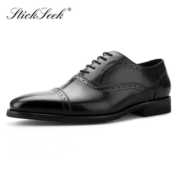 

new arrival genuine cow leather formal dress party semi brogue shoes carved medallion men's banquet welted wedding oxfords sk108, Black