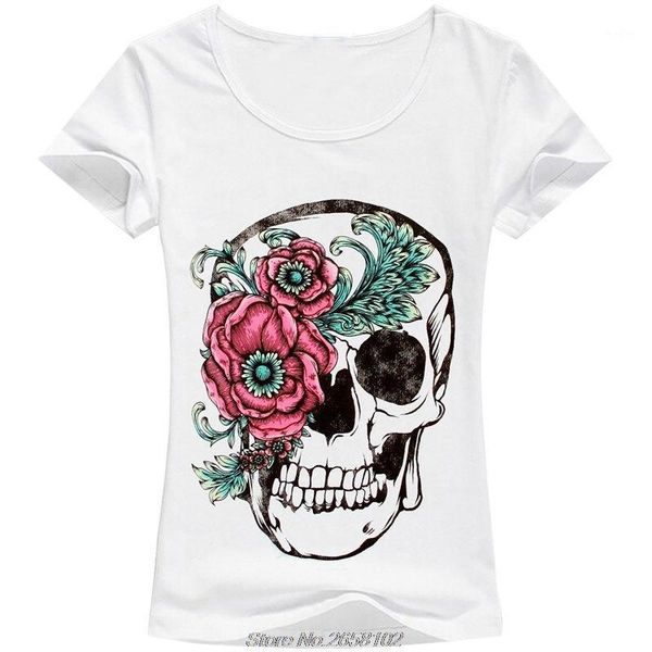 

fashion women t-shirt slower suger skull punk t shirt spring summer for female clothing harajuku1, White